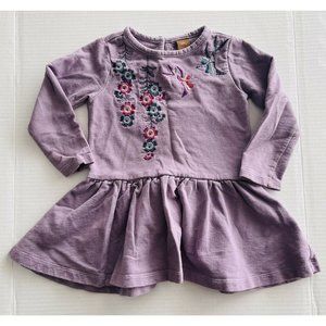 Tea Dress Girls Toddler 2 Purple Embroidered Long Sleeve Ruffle Jersey